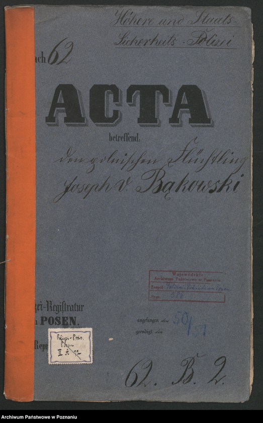 Obraz 2 z jednostki "A. betr. den polnischen Flüchtling Josef von Bąkowski"