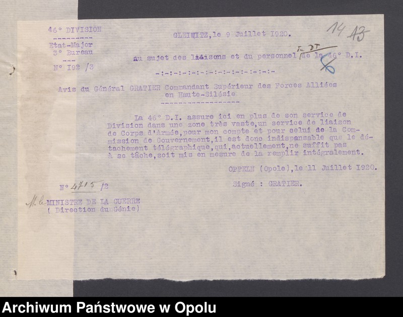 image.from.unit.number "Sorties /Korespondencja własna wychodząca, pisma, zarządzenia, sprawozdania/ 10.07. -28.10.1920"