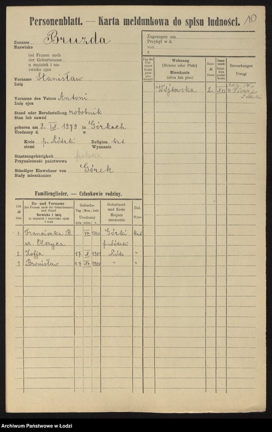 Obraz 12 z jednostki "[Spis ludności Łodzi] Bruzda - Brzeziner"