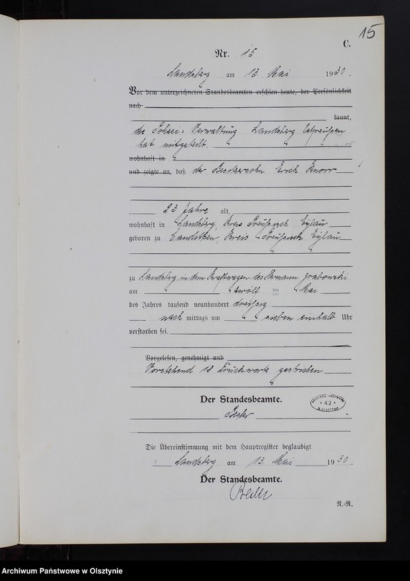 image.from.unit.number "Sterbe-Neben-Register Nr 1 - 25 [ Księga zgonów - wtóropis ]"