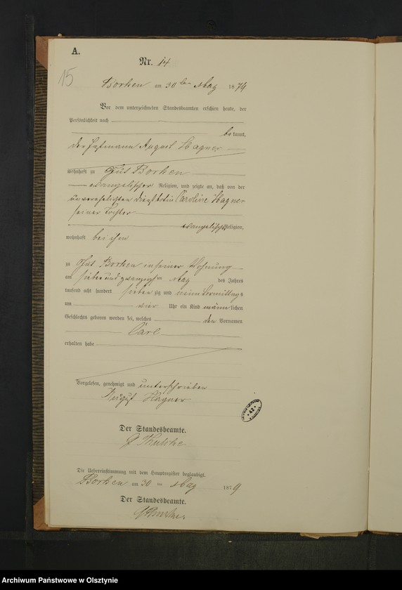 Obraz 17 z jednostki "Geburts-Neben-Register Nr 1 - 39"