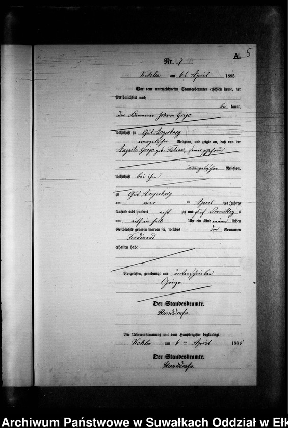 image.from.unit.number "Geburts-Neben-Register des Preussischen Standes-Amtes Kehlen Kreis Angerburg"