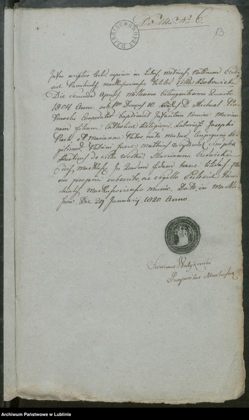image.from.unit.number "Alegaty do ksiąg urodzeń, zapowiedzi, małżeństw i zgonów z lat 1820 - 1821"