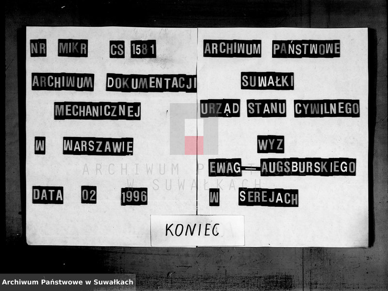 image.from.unit.number "Duplikat Aktów Urodzenia, Małżeństw i Zejścia dla Filiału Ewangelicko- Augsburgskiego w mieście Serejach na rok 1856"