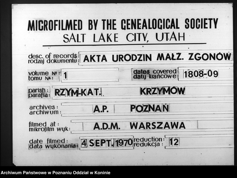 Obraz 1 z jednostki "Akta urodzonych, zaślubionych i zmarłych"