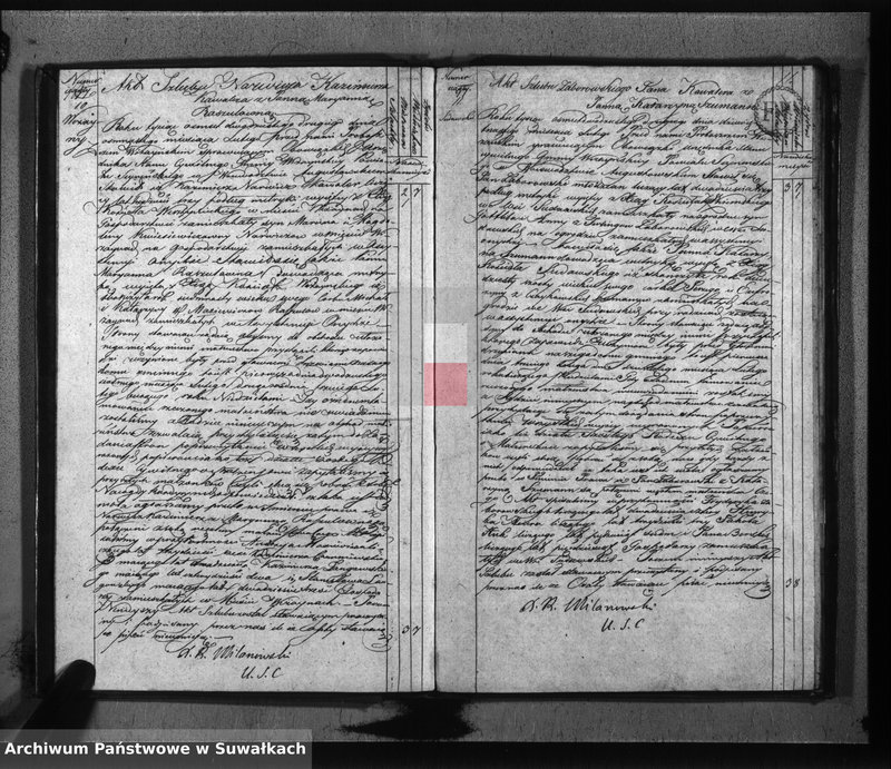 image.from.unit.number "Akta zaślubionych gminy wiżańskiey obwodu seyneńskiego, województwa augustowskiego od dnia 1-go miesiąca stycznia do dnia ostatniego miesiąca grudnia 1822 roku"