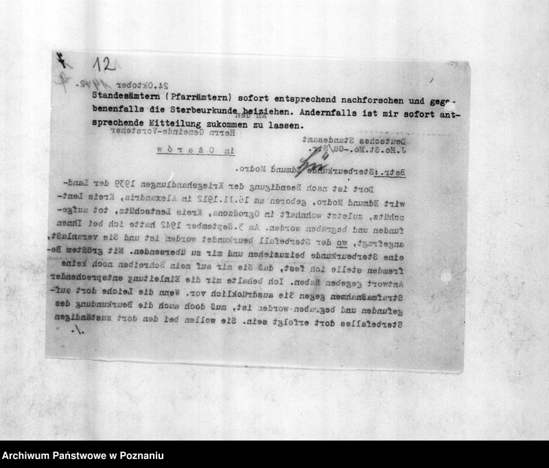 Obraz 16 z jednostki "Beurkundung des Sterbefalles des Landwirts Edmund Modro (Ogrodzona, powiat łęczycki)"