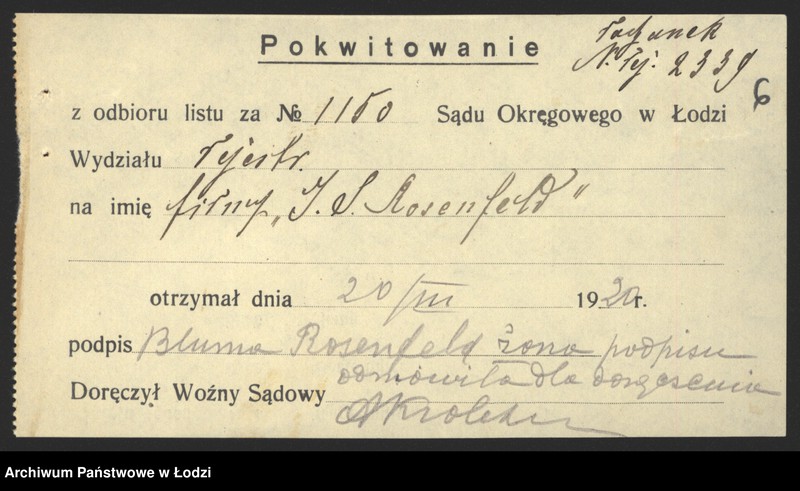 Obraz 8 z jednostki "Icek Salomon Rosenfeld- sprzedaż towarów manufakturowych"