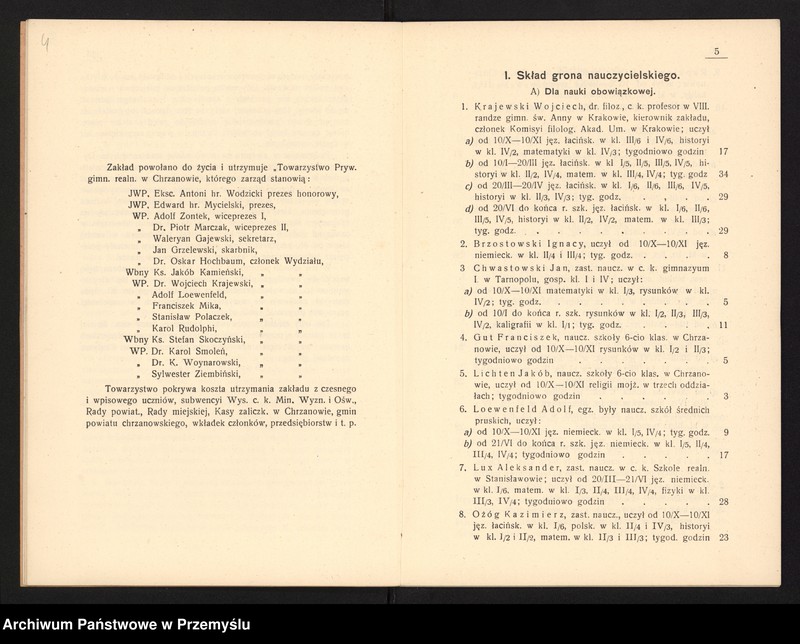 image.from.unit.number "IV Sprawozdanie kierownika Pryw[atnego] Gimnazjum Real.[nego] w Chrzanowie za rok szkolny 1914/1915"