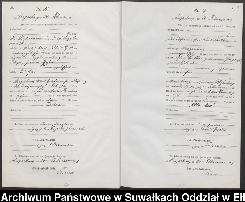 image.from.unit.number "Geburts-Neben-Register des Preussischen Standes-Amtes der Stadt Angerburg Kreis Angerburg"