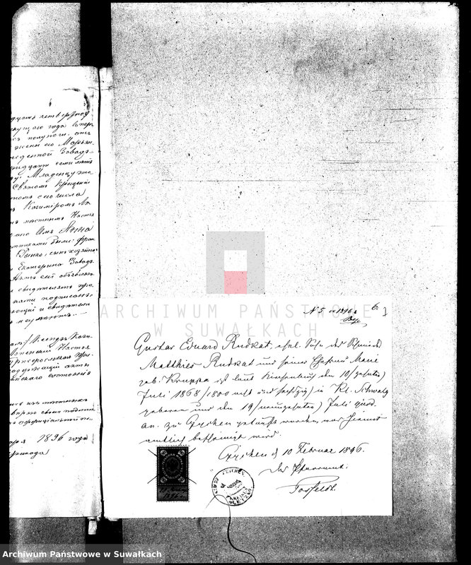 image.from.unit.number "Dokumenty k aktam o brakosočetanii Suwalkskago Evangeličesko-Augsburgskago prichoda za 1896 god"