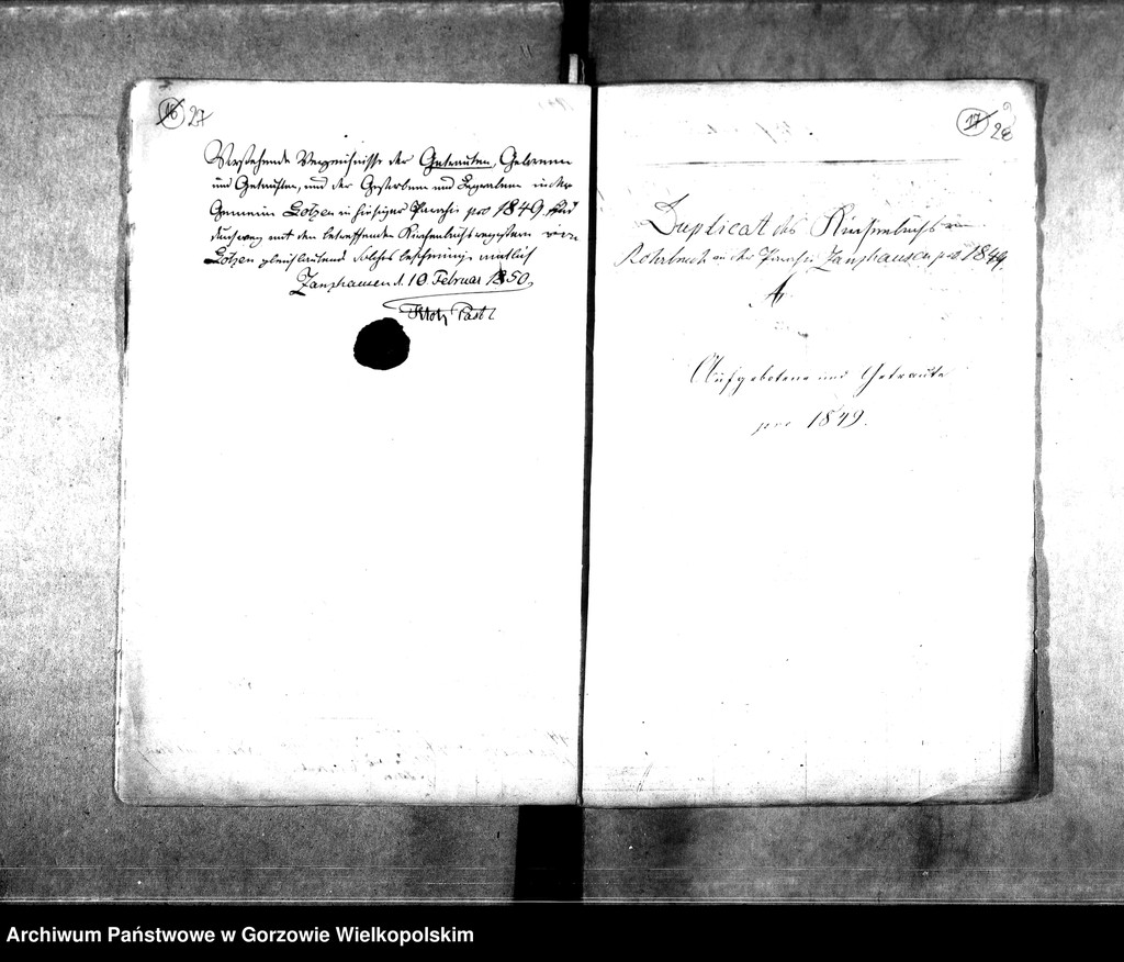 image.from.unit.number "Duplikate der Kirchenbücher von der Parochie Zanzhausen: Zanzhausen (Santoczno), Rohrbruch (Rybakowo), Lotzen (Łośno), Zanzthal (Zdroisko), Zanzhammer (Sącznik), Marienbrücke (Lubomin), Lübbesee, Lübbesee Mühle"