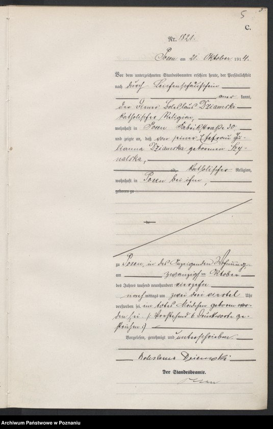 Obraz 7 z jednostki "Księga miejscowa zgonów tom V [Rejestr główny zgonów]"