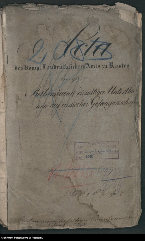 image.from.unit.number "Acta betreffen Reklamierung diesseitiger Untertanen aus russischer Gefangenschaft"