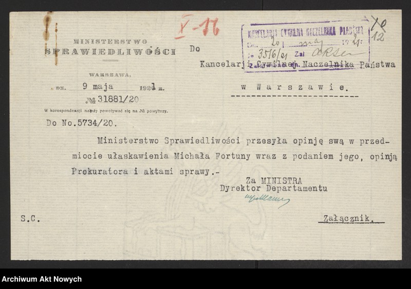 image.from.unit.number "Ułaskawienia z b. Kongresówki - nieuwzględnione, ale najczęściej objęte amnestią, dotyczące zabójstw, pobicia, kradzieży, oszustwa, spraw mieszkaniowych, gorzelnictwa, zniesławienia, zniewagi duchowieństwa i obrządków kościoła rzymsko - katolickiego, wykroczeń funkcjonariusza policji, występowania przeciw służbie wojskowej oraz powtarzania w czasie odwrotu wojska polskiego rzekomych wieści o jego klęskach"