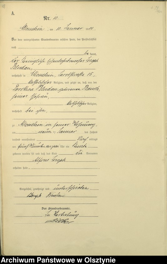 image.from.unit.number "Geburts-Haupt-Register Tom I,Nr 1 - 394"