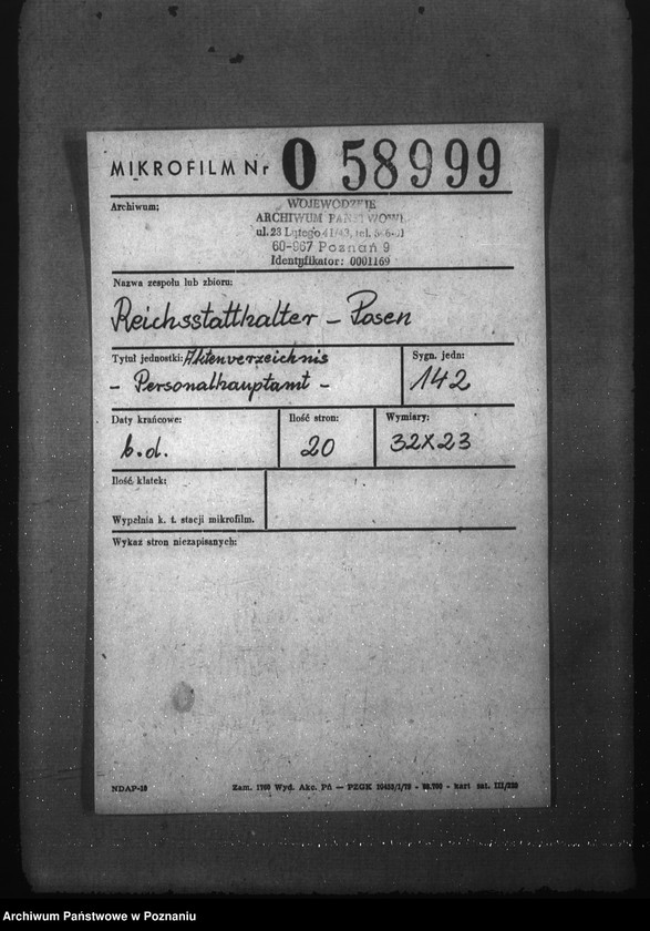 Obraz 2 z jednostki "Aktenverzeichnis- Personalhauptamt"