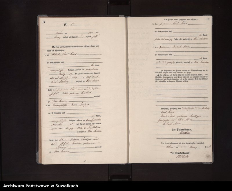image.from.unit.number "Heiraths-Neben-Register des Königlichen Preussischen Standes-Amtes Orlen in Rhein Kreis Loetzen"