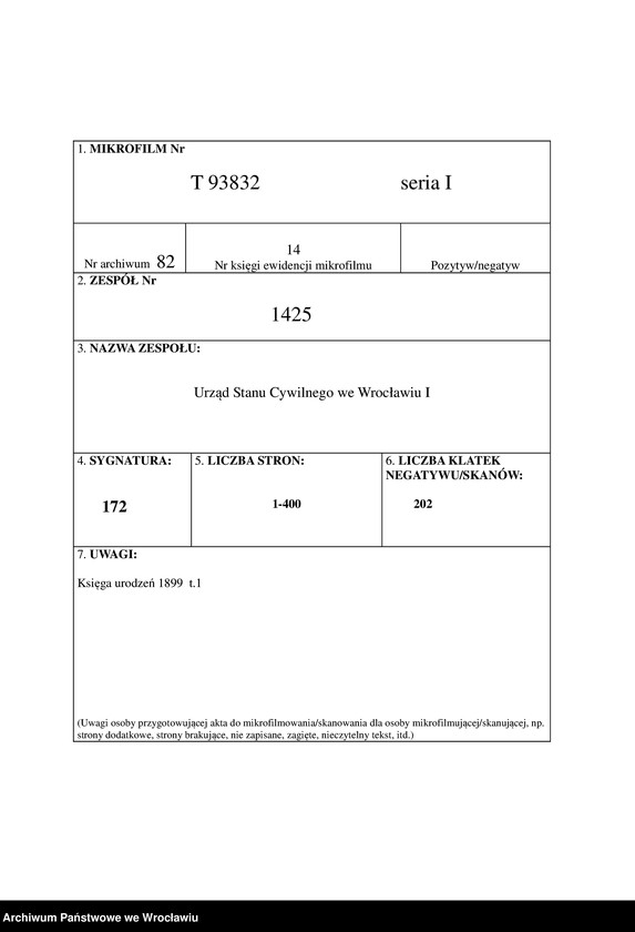 image.from.unit.number "Geburts-Haupt-Register Breslau I 1899 Band 1"