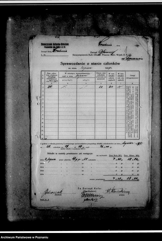 image.from.unit.number "Sprawozdania o stanie członków. Pisma w sprawie potrąceń składek członkowskich z uposażenia"