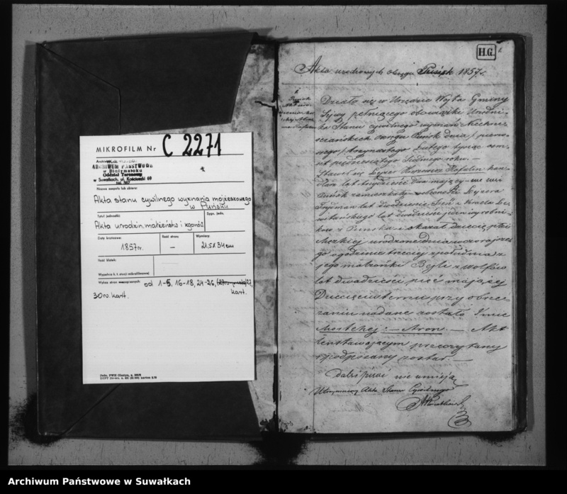 image.from.unit.number "Duplikat Urodzonych, umarłych i zaślubionych Żydów Okręgu Puńsk z rok 1857."