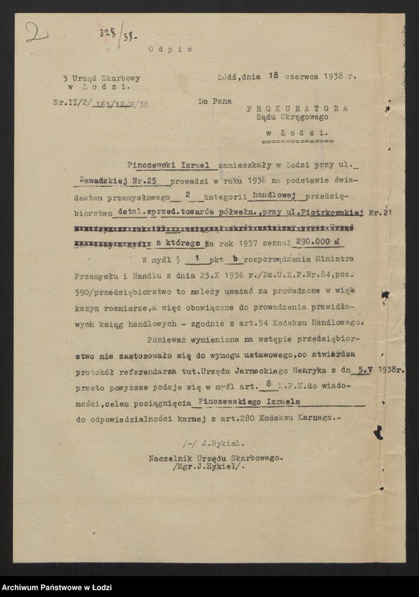 image.from.unit.number "Izrael Boruch Pinczewski, Abram Srul Sobel- sprzedaż wyrobów włókienniczych"