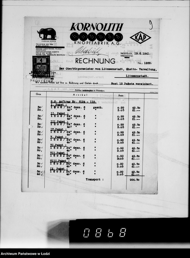 Obraz 13 z jednostki "Kriegsauftrag SS 5124-119-7-304843 13.510 Schutzmäntel f. Kraftfahrer K-Z 6"
