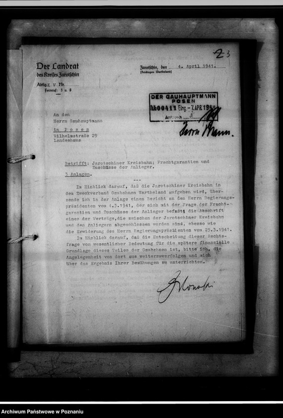 Obraz 8 z jednostki "Forderung gegen Anlieger der Jarotschiner Kreisbahn."