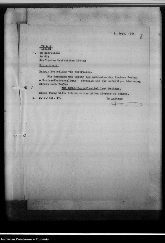 Obraz 12 z jednostki "Aufhebung der Personalunion von Stadt-und Kreissippenamt Leslau [Włocławek, województwo bydgoskie]"