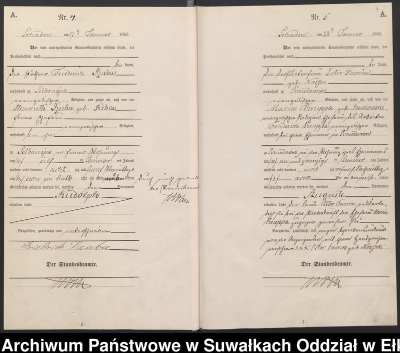 image.from.unit.number "Geburts-Haupt-Register des Königlich Preussischen Standes-Amtes Schaden Kreis Sensburg"