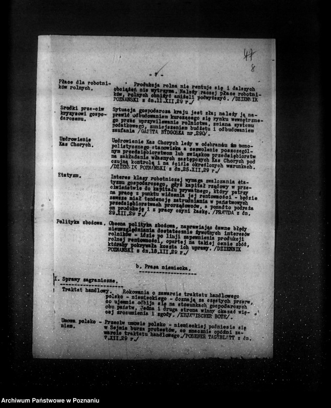Obraz 13 z jednostki "Sprawozdanie sytuacyjne miesięczne za miesiąc grudzień 1929 r. działy I-IV"