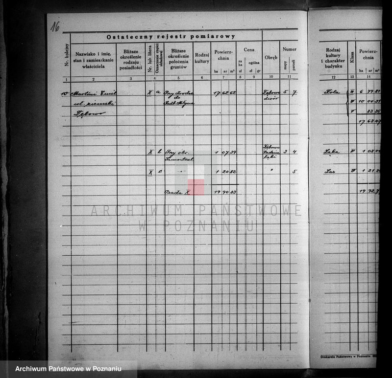 Obraz 20 z jednostki "Ostateczny rejestr pomiarowy majątku Dębowo powiatu wyrzyskiego"