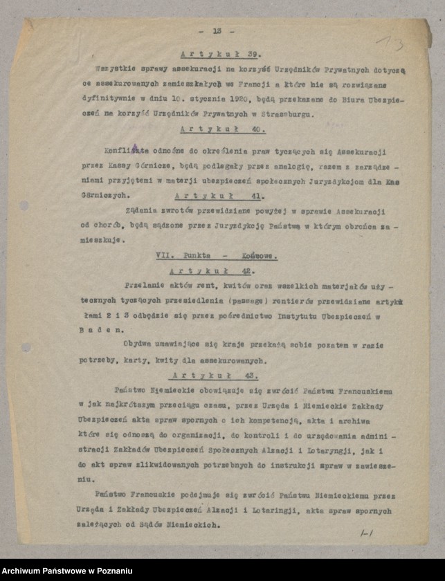 Obraz 15 z jednostki "[Materiały dotyczące rozliczeń Francji z Niemcami zgodnie z Traktatem Wersalskim odnośnie ubezpieczeń społecznych]"