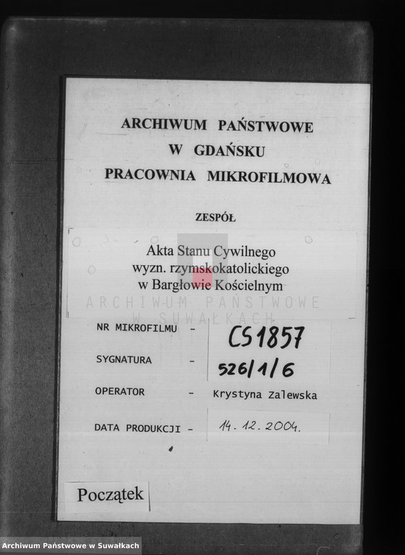 Obraz 1 z jednostki "Księga zejścia [parafii rzymskokatolickiej w Bargłowie Kościelnym] od 1891 do 1899 r."