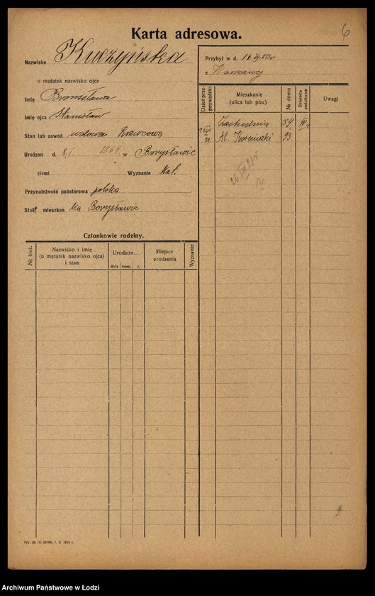 Obraz 8 z jednostki "[Spis ludności Łodzi] Kuczyńska - Kujawiński"