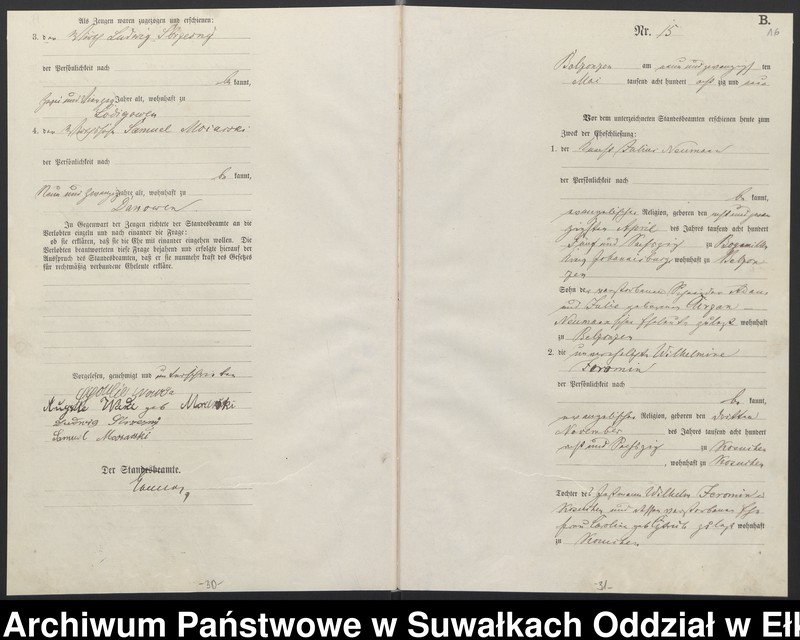 image.from.unit.number "Heiraths-Haupt-Register des Königlichen Preussischen Standes-Amtes Belzonzen Kreis Johannisburg"