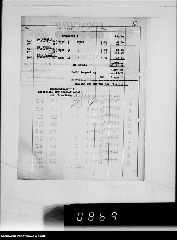 Obraz 14 z jednostki "Kriegsauftrag SS 5124-119-7-304843 13.510 Schutzmäntel f. Kraftfahrer K-Z 6"