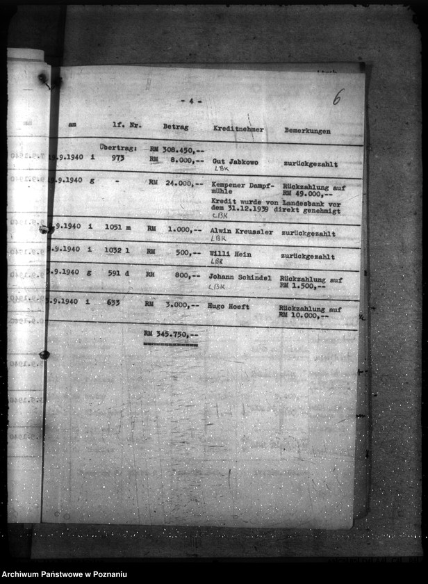 Obraz 10 z jednostki "Kredyt Stand per 30. IX. 1940."