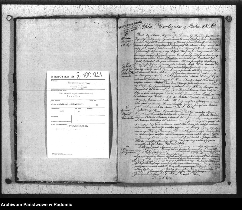 Obraz 3 z jednostki "Dupplikat Aktów Religiyno- Cywilnych Urodzenia, Zaślubienia i Zeyścia parafii Kowali Stępociny Roku 1836"