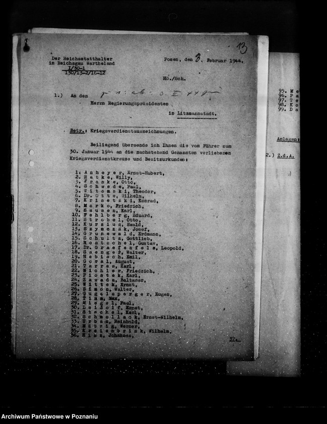 Obraz 19 z jednostki "Podania o odznaczenia dla urzędników z terenu działalności rejencji łódzkiej"