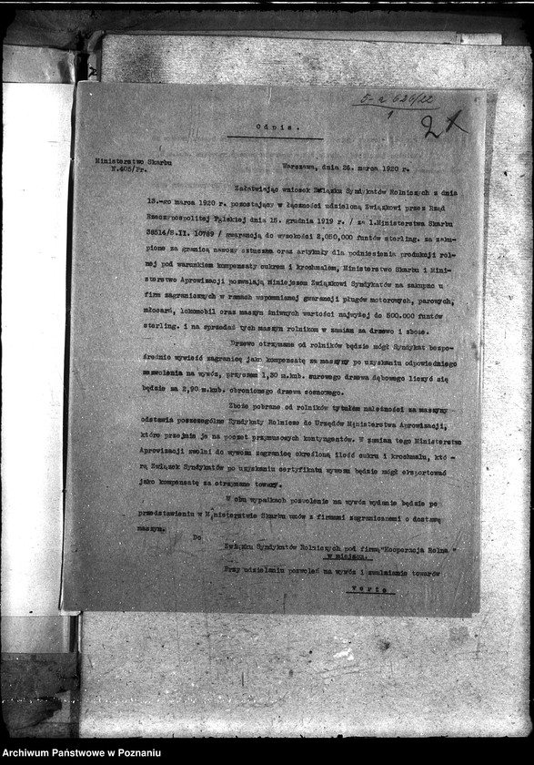 Obraz 6 z jednostki "Sprawy szczegółowo-administracyjne Saletra i fosfaty, sprowadzone przez Kooperację Rolną w Warszawie"