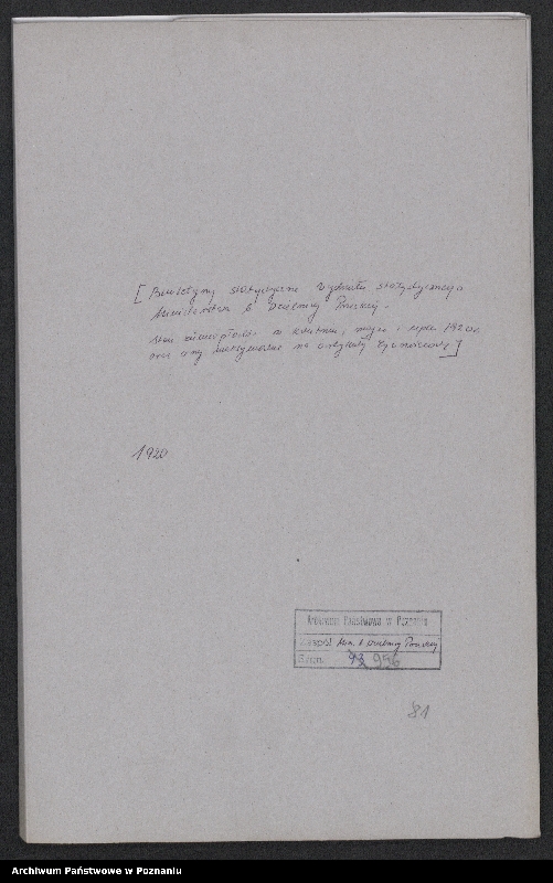 Obraz 2 z jednostki "[Biuletyny statystyczne Wydziału Statystycznego Ministerstwa byłej Dzielnicy Pruskiej - stan ziemiopłodów w kwietniu, maju i lipcu 1920 roku oraz ceny maksymalne na artykuły żywnościowe]"