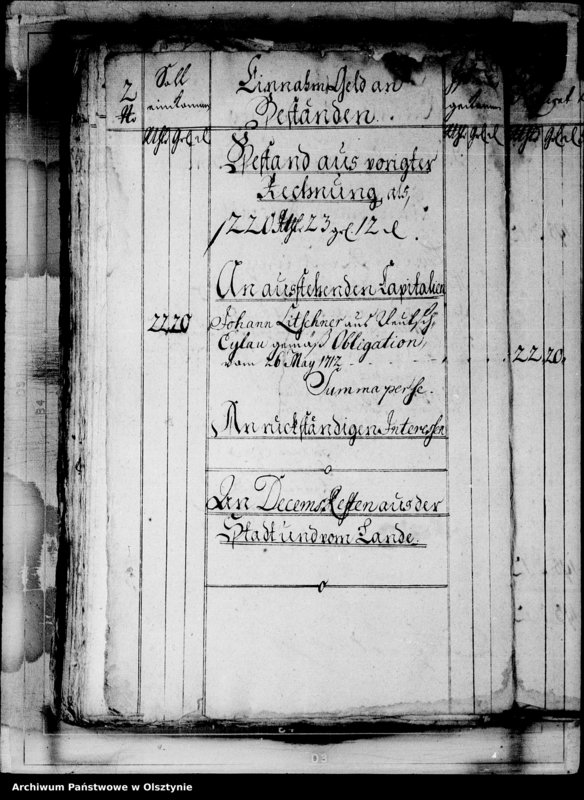 image.from.unit.number "Jahr-Rechnungen der Deutsch Eylauchen Kirchen mit Beurechnung und Armen-Casse"