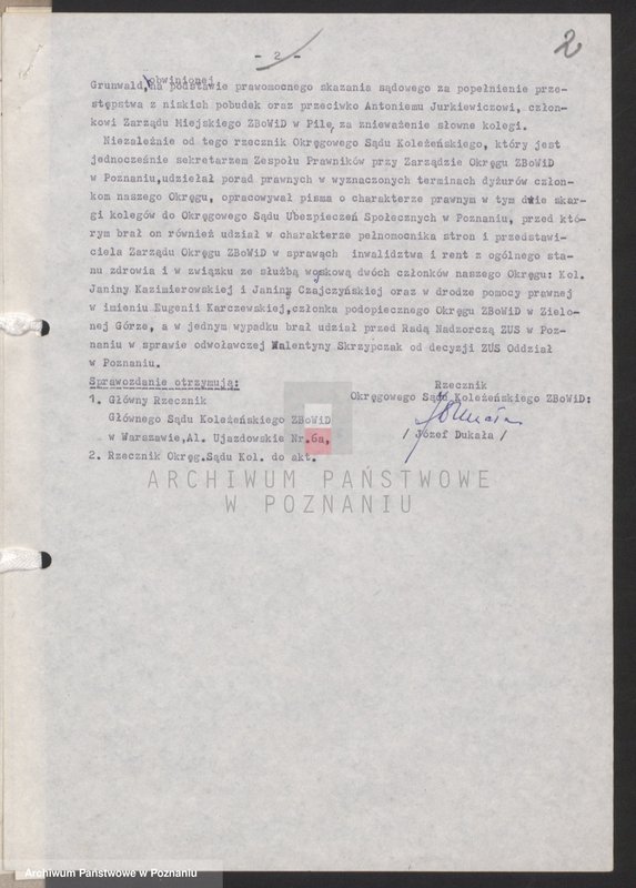 Obraz 8 z jednostki "Sprawozdanie z działalności Rzecznika Okręgowego Sądu Koleżeńskiego za okres od 1.l. - 30.Vl.1971 roku - 1973 roku"