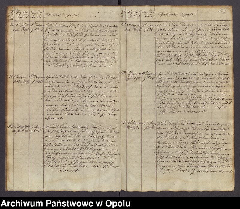 image.from.unit.number "Duplicat der in der katholischen Parochie Gross-Carlowitz Ottmachauer Archipresbyterats Grottkauer Kreises stattgefundenen Taufen, Traungen und Begräbnisse pro 1846"