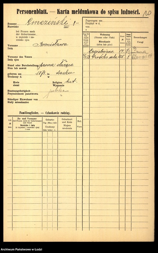 Obraz 12 z jednostki "[Spis ludności Łodzi] Gmerczyńska - Gogul"