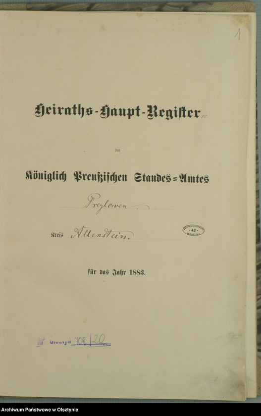 Obraz 3 z jednostki "Heiraths-Haupt-Register nr 1 - 14"