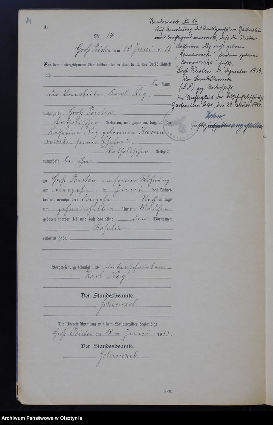 image.from.unit.number "Geburts-Neben-Register Nr 1 - 38 [Księga urodzeń- wtóropis ]"