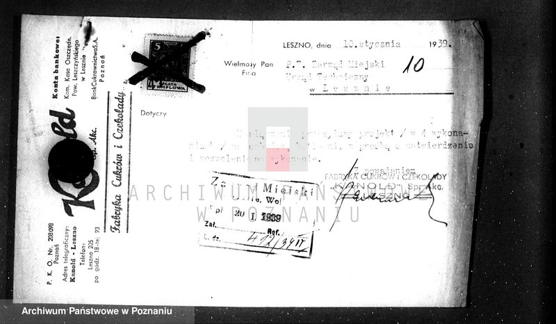 Obraz 14 z jednostki "Zatwierdzenie zakładu przemysłowego /fabryki cukierków "Kanold" w Lesznie"