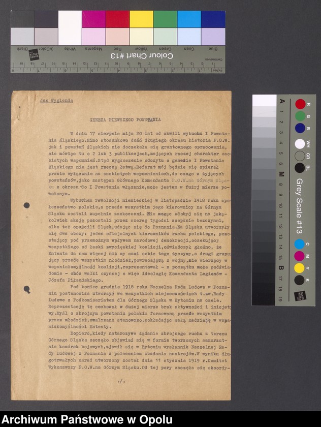 Obraz 3 z jednostki "[Wyglenda Jan "Geneza Pierwszego Powstania," "Boje Bytomskie", "Powstanie w obwodzie przemysłowym" oraz "Bój w pszczyńskich lasach"]"